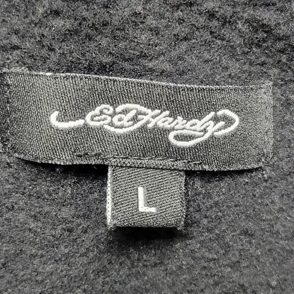 Ed Hardy Black New York City Nyc Skull Cropped Hoodie Size Large. - Picture 2 of 12